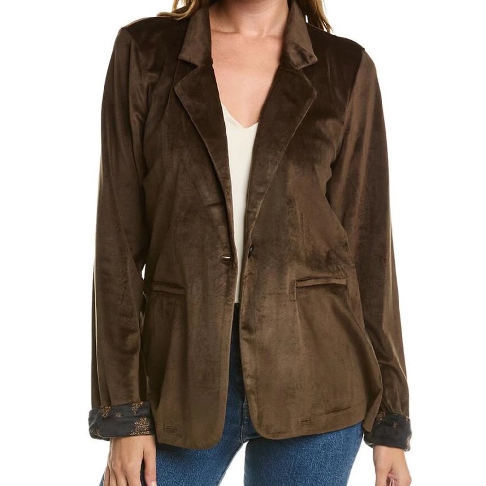 Bobeau Chocolate Brown Velvet Blazer